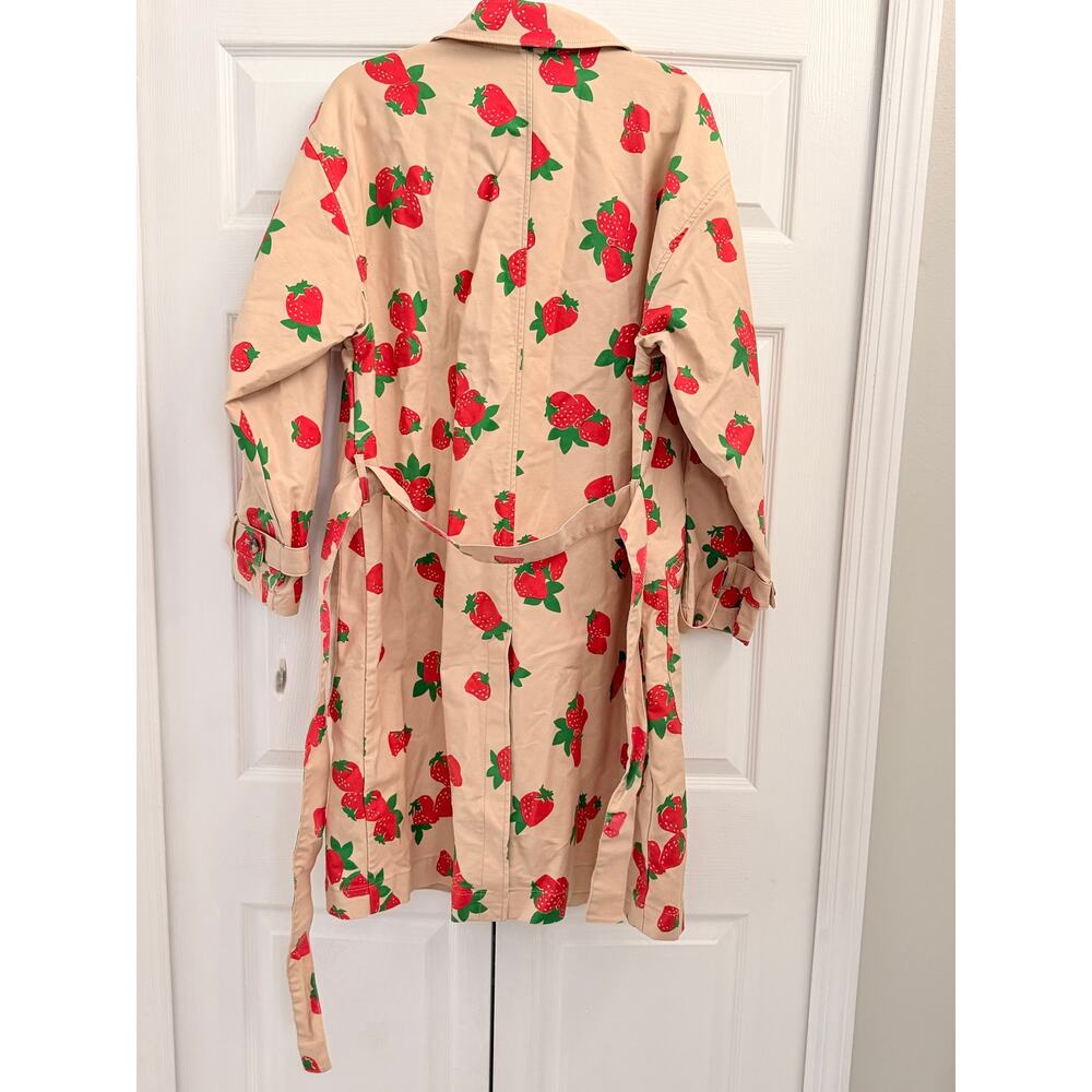 Anthropologie Maeve Strawberry Printed Car Coat NWT Medium - Picture 5 of 6